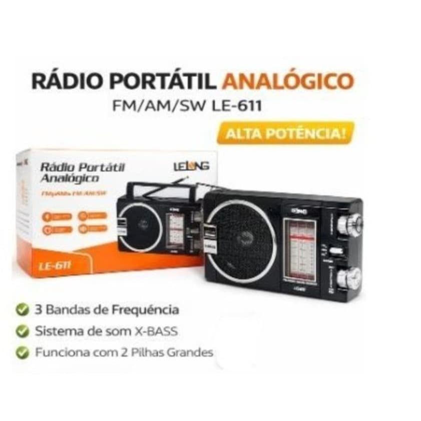 Rádio Portátil Analogico Fm/am/sw Alta Qualidade I Compacto Potente LE-611
