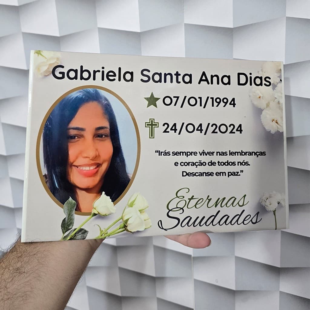 Lápide Azulejo para tumulo com foto e frase personalizada