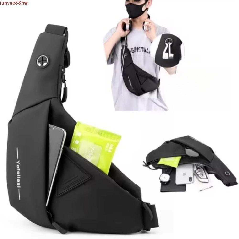Bolsa Transversal Masculina JUNYUE, Bolsa de Peito Impermeável de Grande Capacidade, Bolsa Transversal Fina e Leve Antif