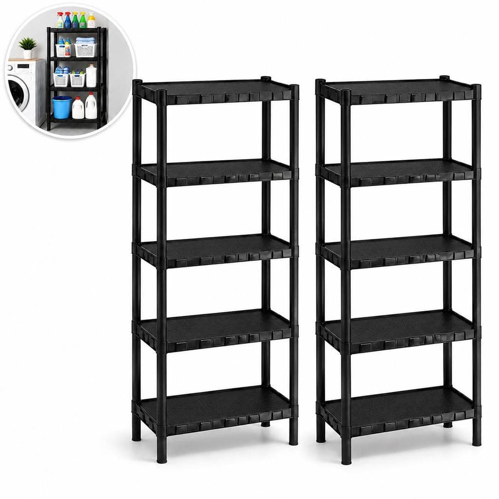 Kit 2 Prateleira 5 Estante Multiuso Modular Organizadora Plástico Reforçado 5 Andares - COM PEZINHOS