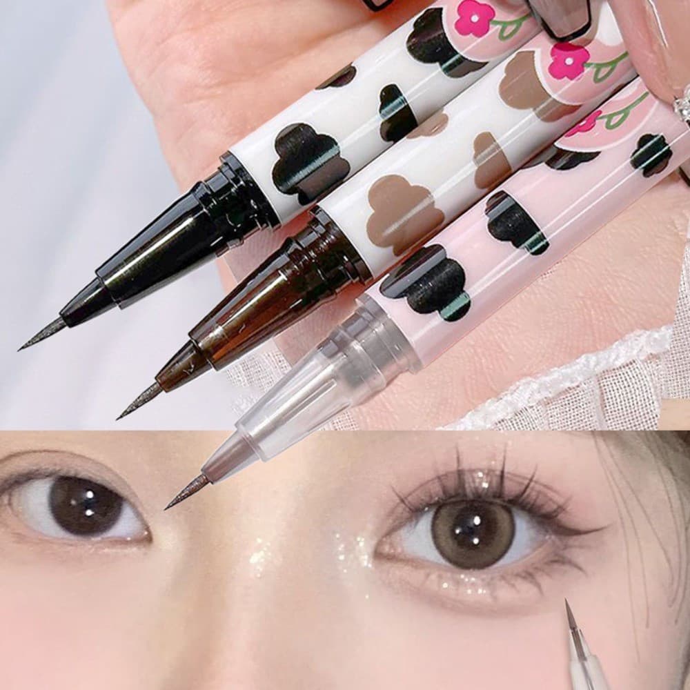Delineador Líquido Marrom em 3 Cores, Efeito Olhos Grandes, À Prova D'Água, Secagem Rápida, Maquiagem Feminina