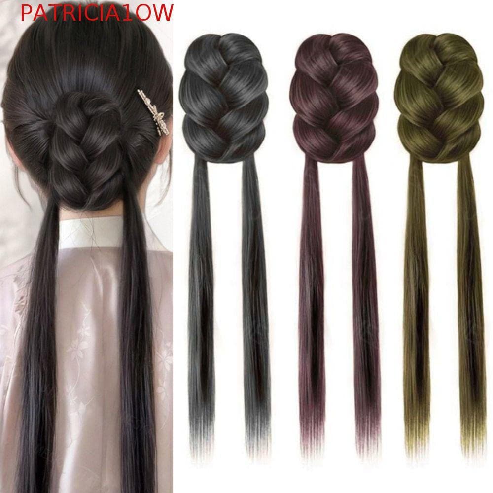 PATRICIA1OW Twist Braids Bun Rabo De Cavalo , Extensão De Cabelo Sintética Elegante Com Clipe De Garra , Natural