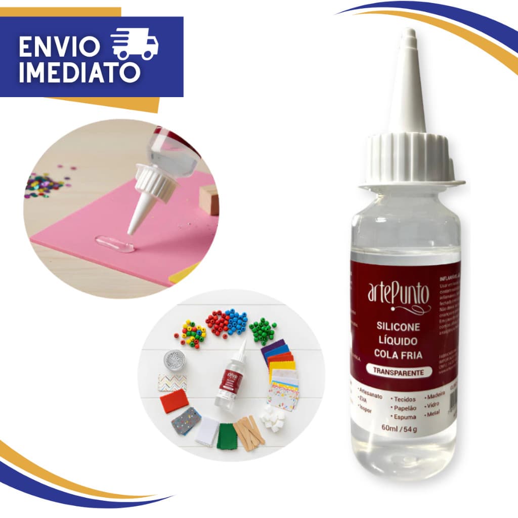 Cola Silicone Liquido Super Transparente Artesanato 60 Ml