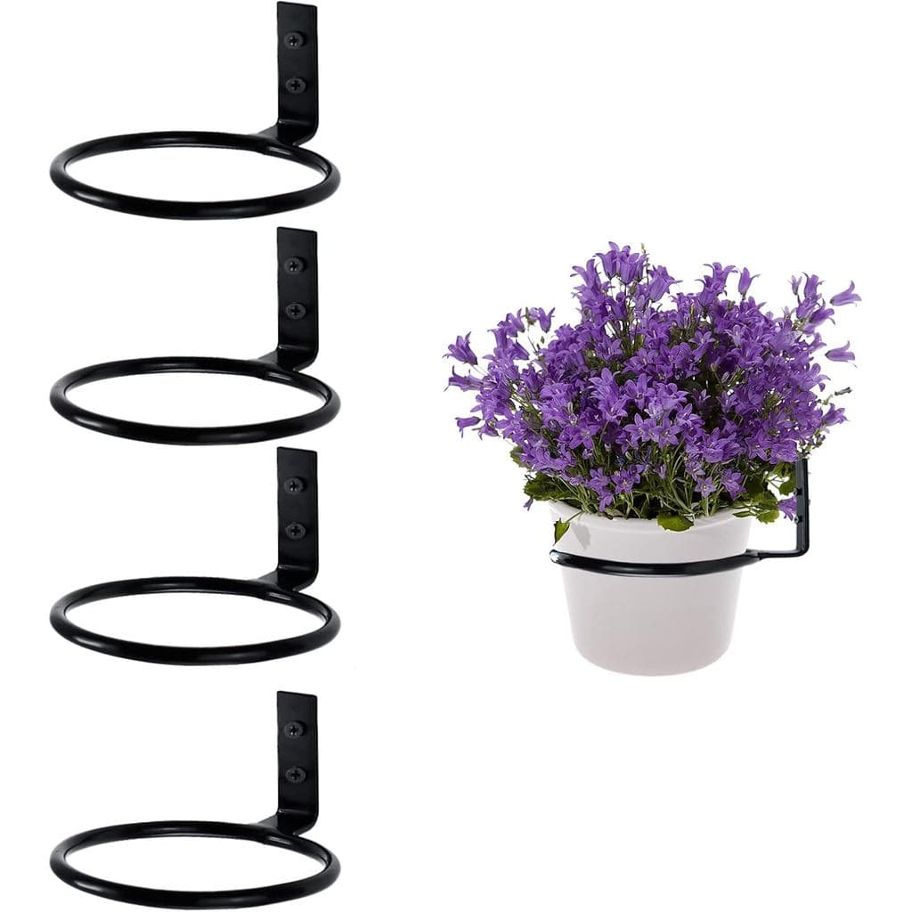 Suporte de parede para vasos de flores de 4 polegadas, conjunto de 4 suportes de metal resistente para plantas, suporte