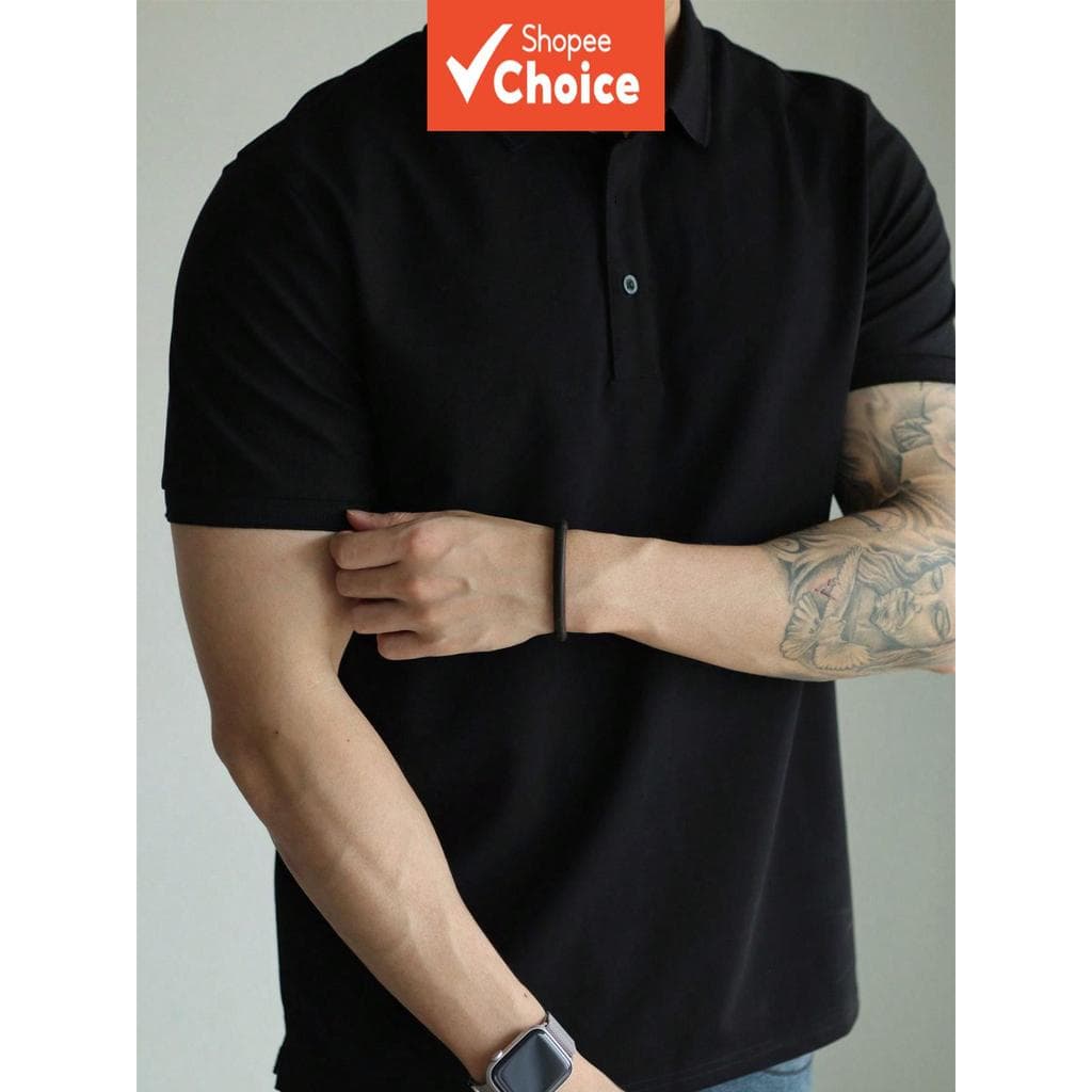 Estilo de Camisa Polo Masculina, Seca Rápida, Polo de Gola, Zíper Parcial Masculino, Polo de Manga Curta Lisa