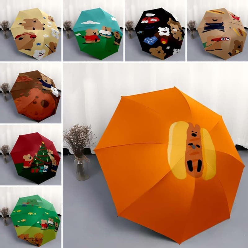 Desenhos animados Dinotaeng caqui pimenta urso guarda-chuva de sol bonito colorido série Kawaii guarda-chuva dobrável au
