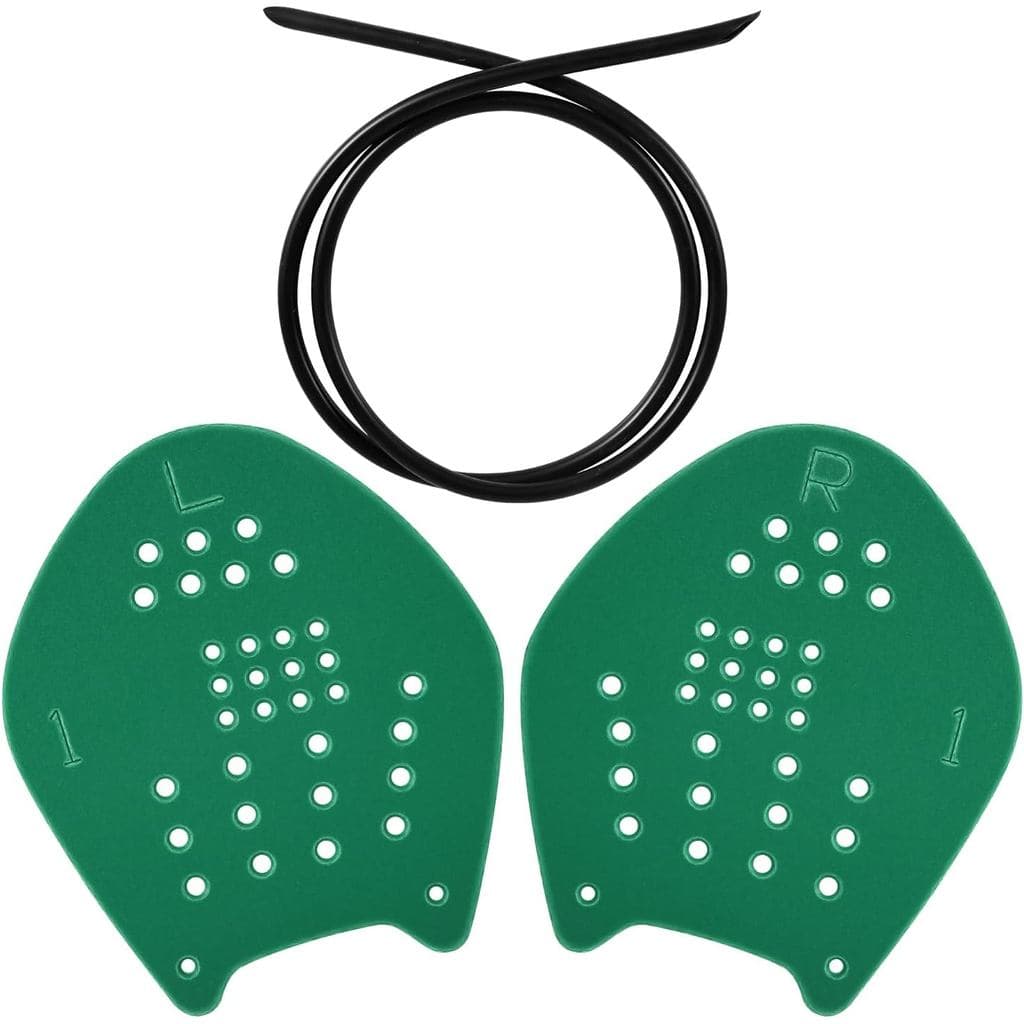Palhetas de Natação para Mãos, Palhetas de Natação com Alças Ajustáveis, Tamanho Médio, Verde, Preto