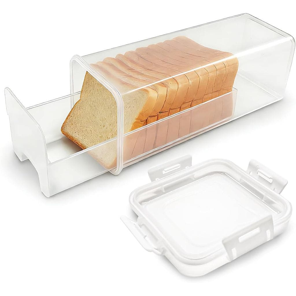 Recipiente para Pão com Bandeja Deslizante, Caixa de Pão de Plástico com Tampa Hermética, Recipiente para Pão Caseiro, S