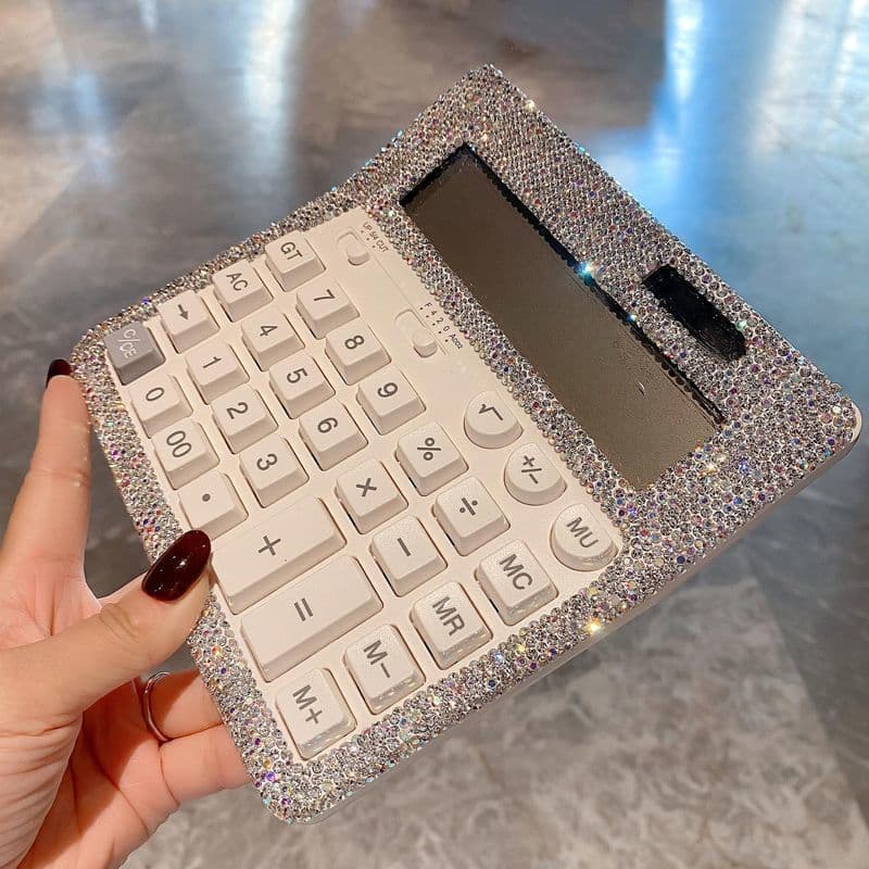 Calculadora de diamante 2025 novo estilo negócios contabilidade financeira uso de escritório adesivo strass calculadora