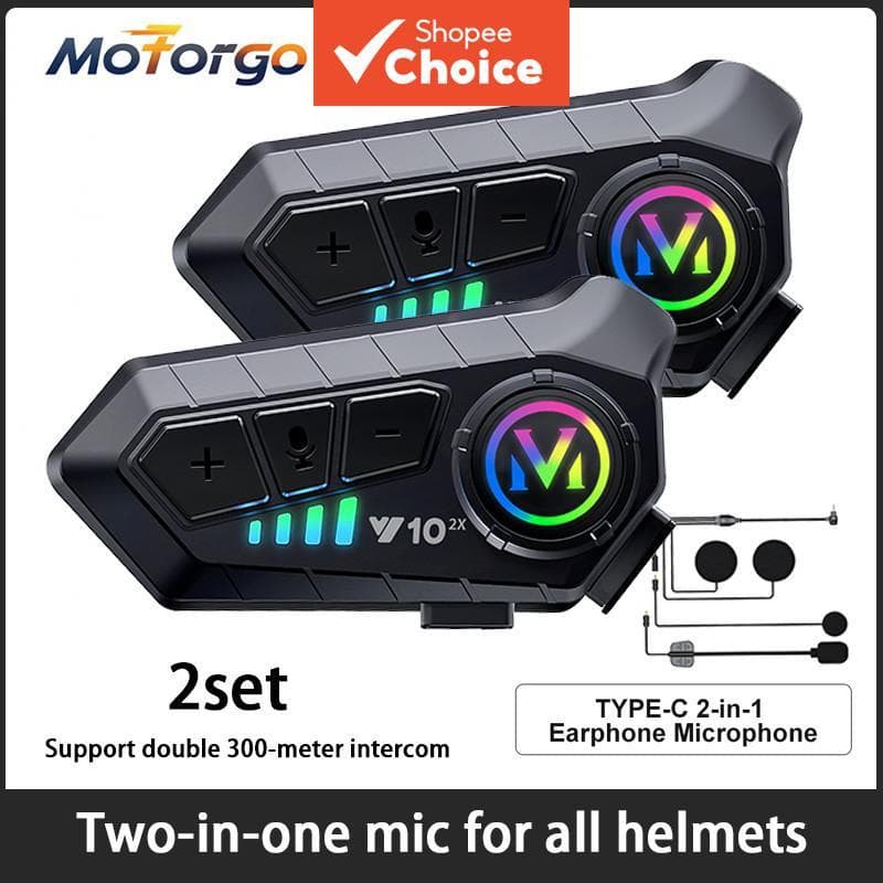 Capacete para Moto Y10, Intercomunicador Bluetooth 5.3, Fone de Ouvido Sem Fio com Alcance de 300m