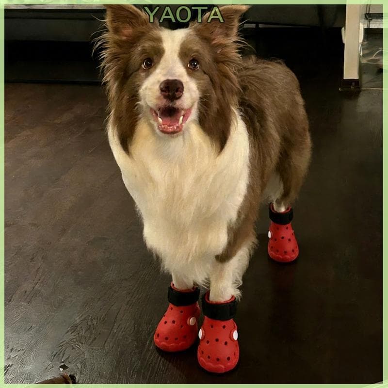 Yao Pet Pés Sapatos Calçados Para Cães Buraco Aberto Superior E Tornozelo Envoltório À Sujeira A