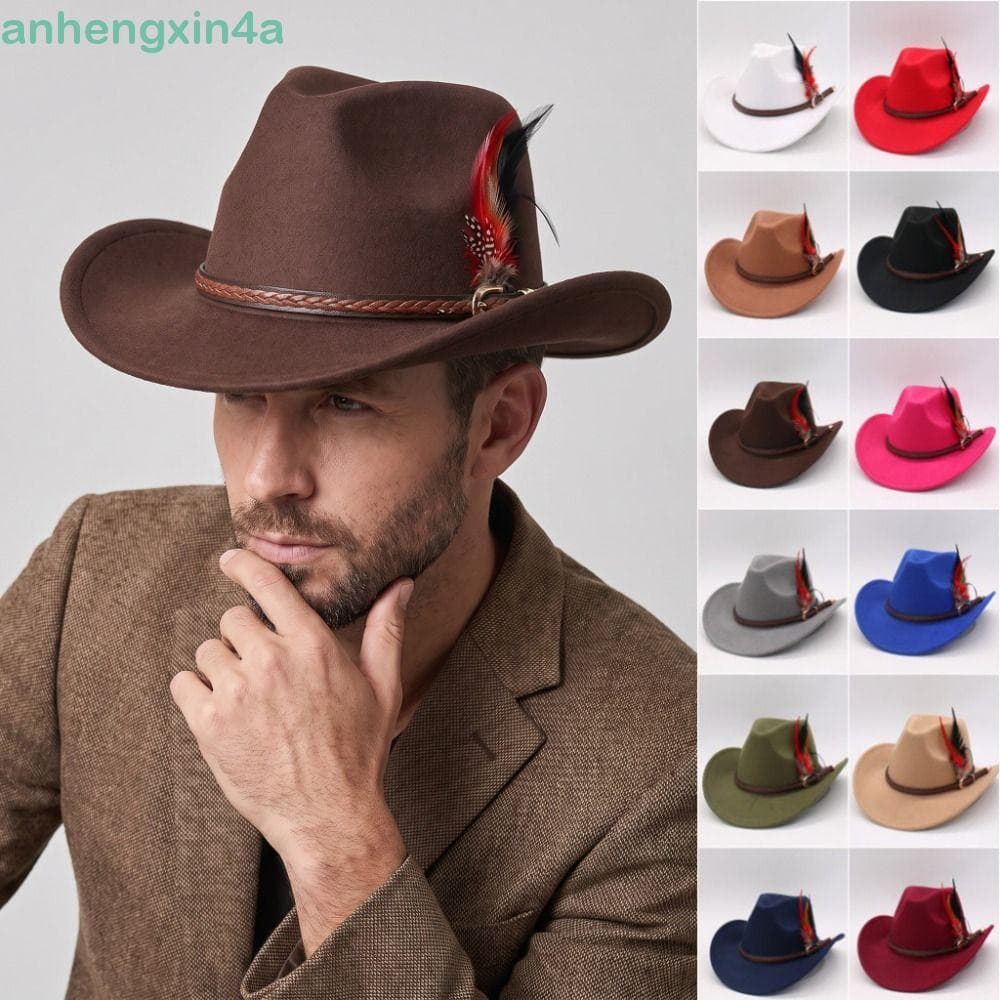 Chapéu Topper ANHENGXIN , Vestido Para Cima , Decorações De Penas Com Borda Virada , Fedora Jazz Chapéus De Show Panamá