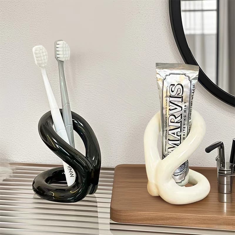 Suporte de caneta de mesa estilo creme cerâmico, pincel de maquiagem, cômoda, prateleira, tubo de armazenamento, ornamen