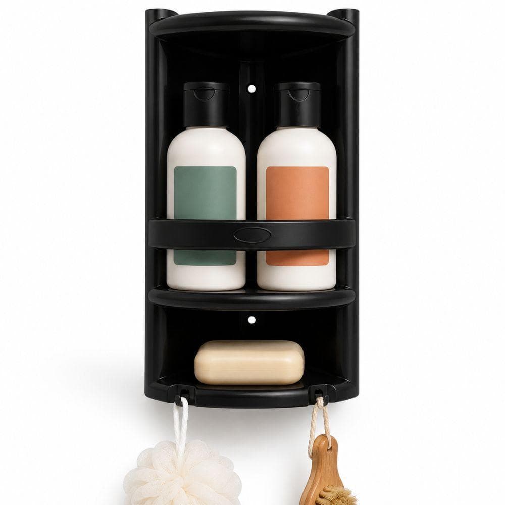 SUPORTE SHAMPOO BANHEIRO BOX CANTONEIRA DUPLA PRATELEIRA DE CANTO ORGANIZADORA PLASTICA PORTA HIGIENE