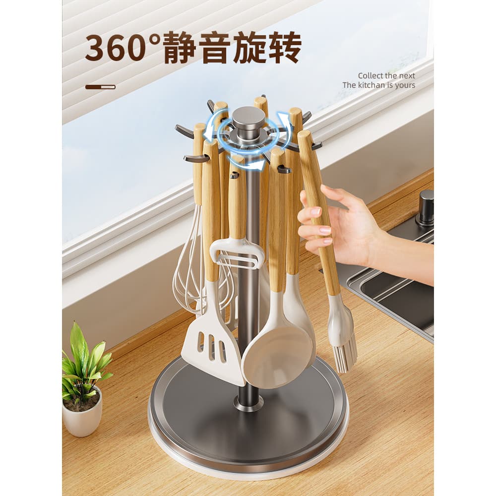 Cozinha rotativa espátula rack colher espátula rack multifuncional bancada armazenamento colher utensílios de cozinha dr