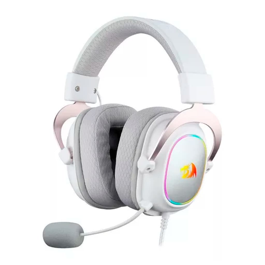 HEADSET GAMER REDRAGON ZEUS X, RGB, SURROUND 7.1, USB, BRANCO