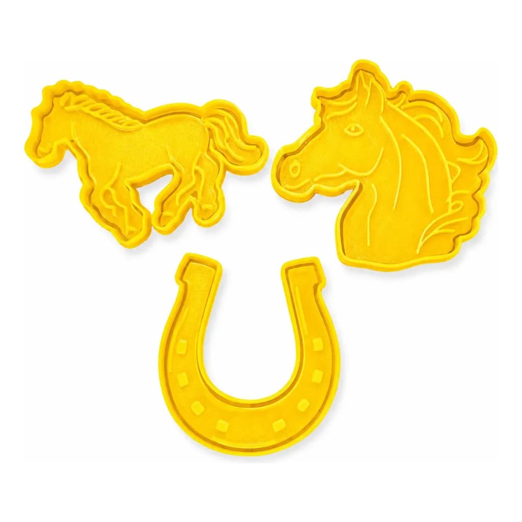 Kit C/ 3 Cortadores Biscoito E Pasta Cowboy Country Cavalo