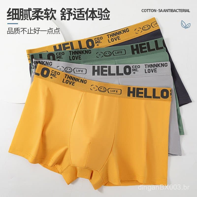 Roupa íntima masculina, tamanho grande, cintura média, respirável, confortável, textura de algodão, cuecas boxer, mascul