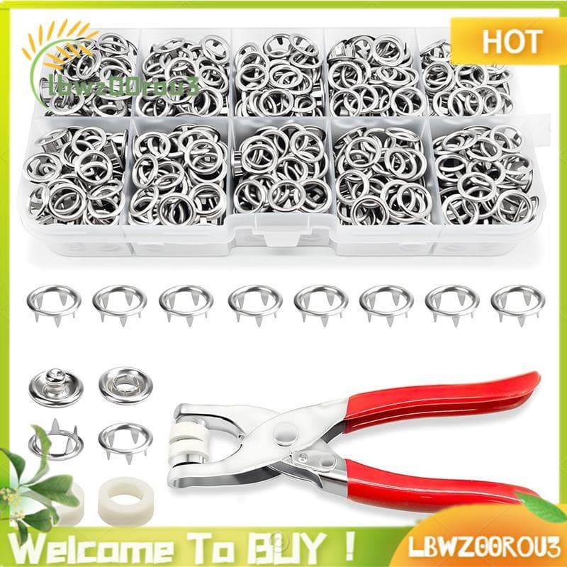Para Artesanato DIY Botão De Costura Snaps-200 Conjunto Kit De Pressão De Metal , 9.5mm Oco Tecido Com Alicate De Fixaçã