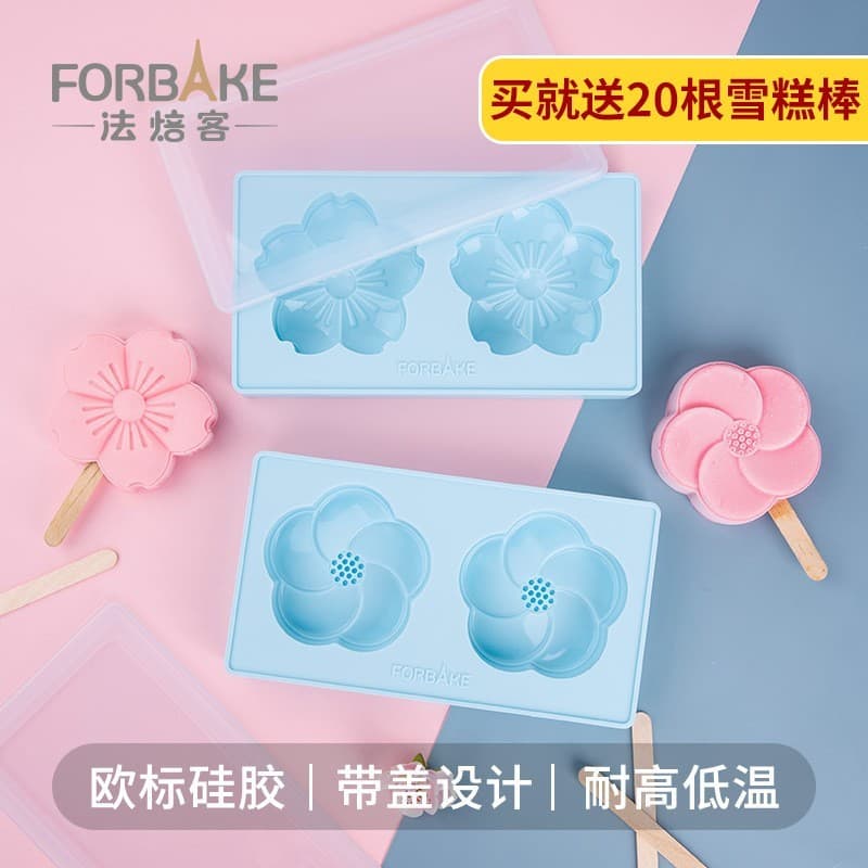 Molde de sorvete de picolé de Silicone, padeiro francês, flor de ameixa, flor de cerejeira, picolé, sorvete, ferramenta