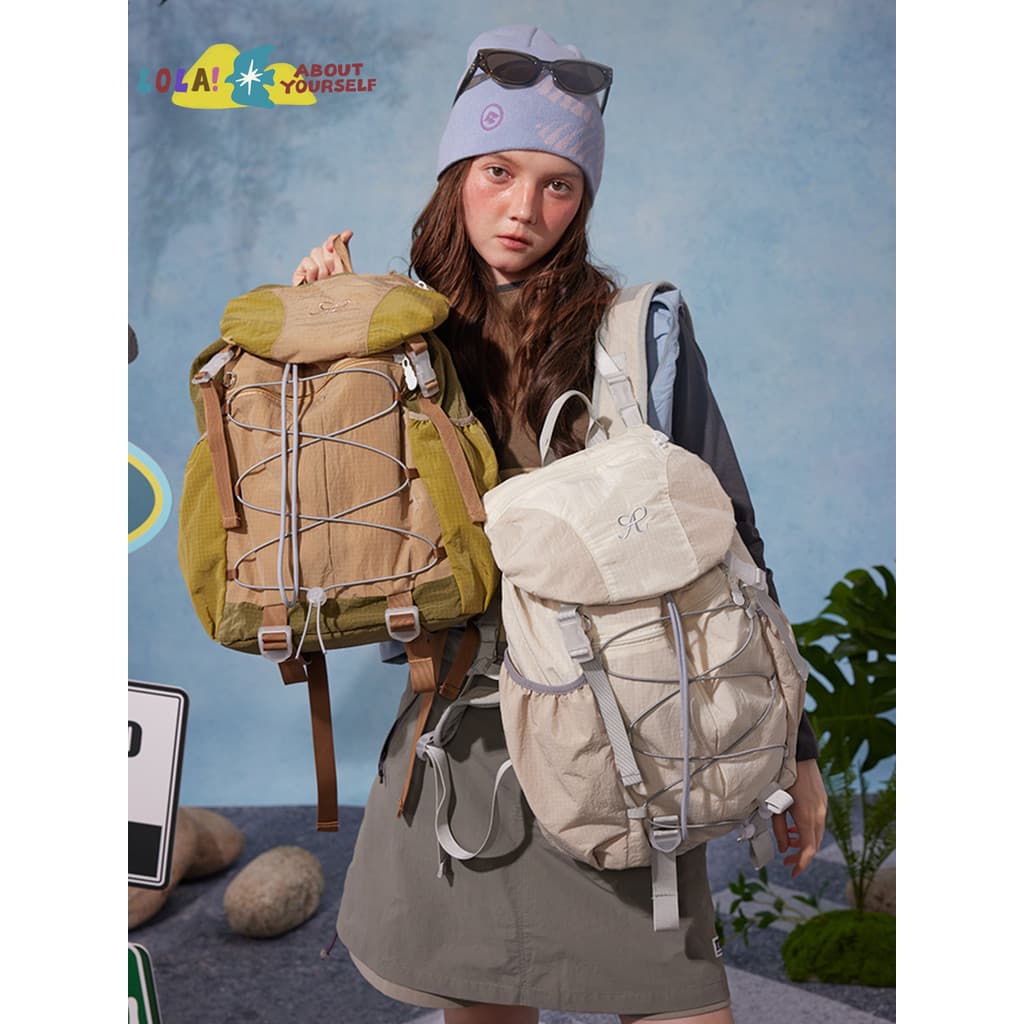 Guan Ji & Lola Primavera Verão Leve Saco de Escalada Com Cordão Grande Capacidade Mochila de Viagem Ao Ar Livre Bolsa Es
