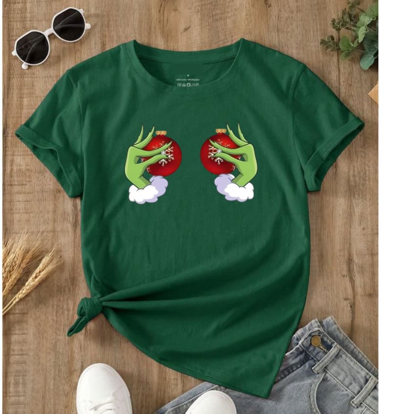 Camiseta camisa Natal  camiseta Feminina Grinch Estampaso  Engraçada Algodão Premium
