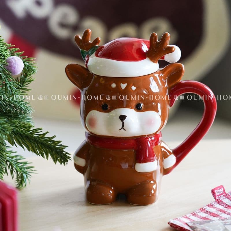 Prato divertido bonito quente Elk caneca xícara de café Super bonito dos desenhos animados cerâmica copo de água criativ
