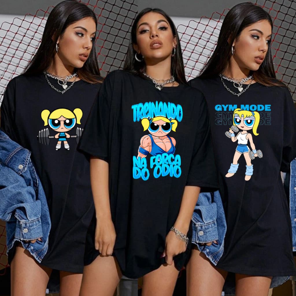 Kit 3 Camisetas Blusa Tshirt Academia Feminina Pretas Blusao Treino Crossfit Fitness Musculação Camisa Corrida