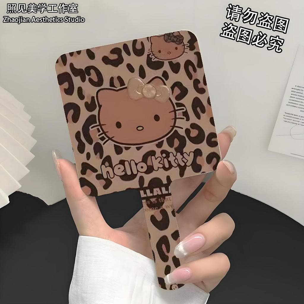 Novo leopardo impressão Katie lidar com pequeno espelho portátil espelho de maquiagem portátil espelho de maquiagem dorm