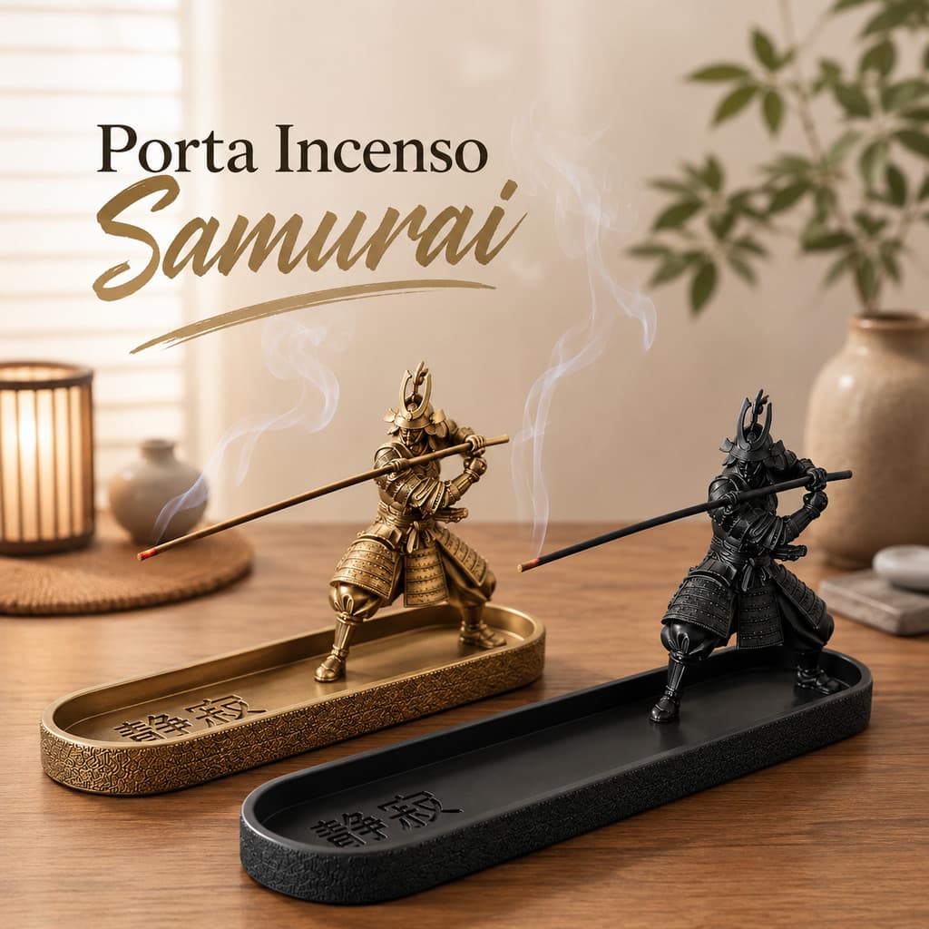 Incensário Samurai Zen Porta Incenso Decorativo Oriental Guerreiro Japonês