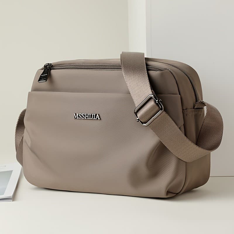 Bolsa feminina leve de Nylon Crossbody - alças ajustáveis, fecho com zíper, estilo Casual cáqui, preto ou vermelho - mui