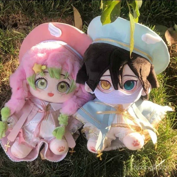 Boneca Fofa de Anime Demon Slayer Iguro Obanai Kanroji Mitsuri 20cm Cosplay Dos Desenhos Animados Corpo Macio Troca