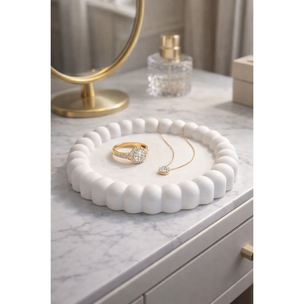 Bandeja Bubble Decorativa 14cm Porta Joias Elegante para Penteadeira, Mesa, Sala, Decoração Clean Moderna