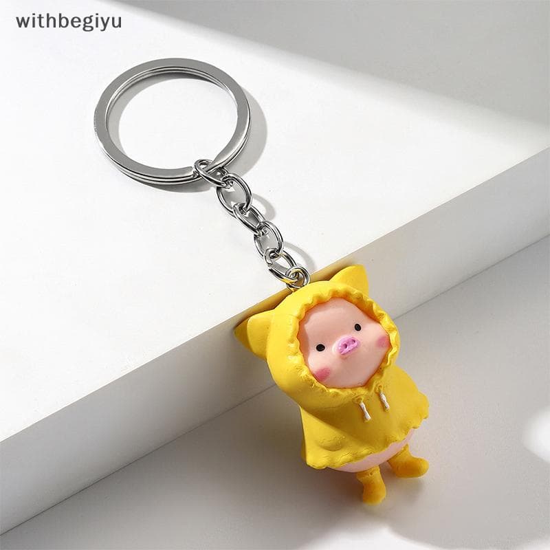 dfd Super Bonito Capa De Chuva Piggy Chaveiro Delicado Retro Multicolorido Pequeno Porco Saco Pingente Dos Desenhos Anim