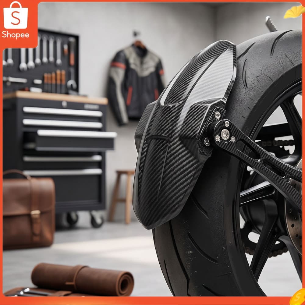 Hap Moto traseiro paralama liga de fibra carbono motocicleta respingo guarda protetor para bicicleta elétrica preto