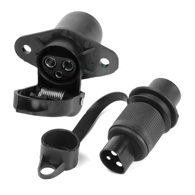 Adaptador de tomada de 3 pinos para carro estilo europeu, conector de cabo de alimentação para trailer, interface de cam