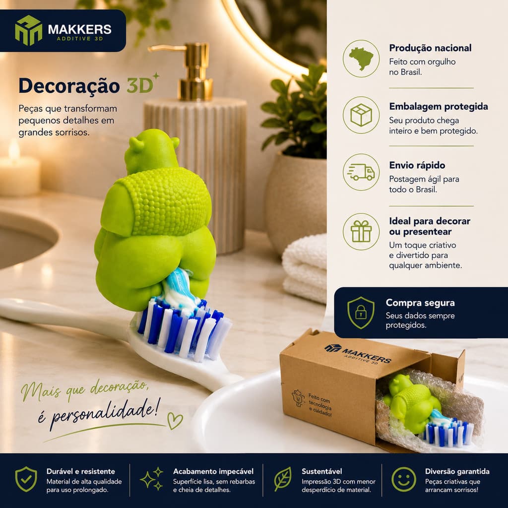 Tampa de Creme Dental Ogro Shrek Dosador Divertido tampa engraçada Shrek Pasta de dente Compatível com diversas pastas