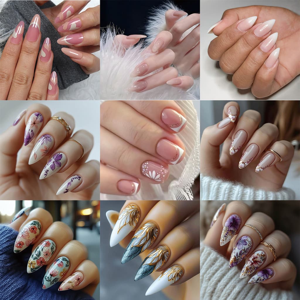 Unhas simples prontas para usar, adesivos de unhas postiças removíveis.