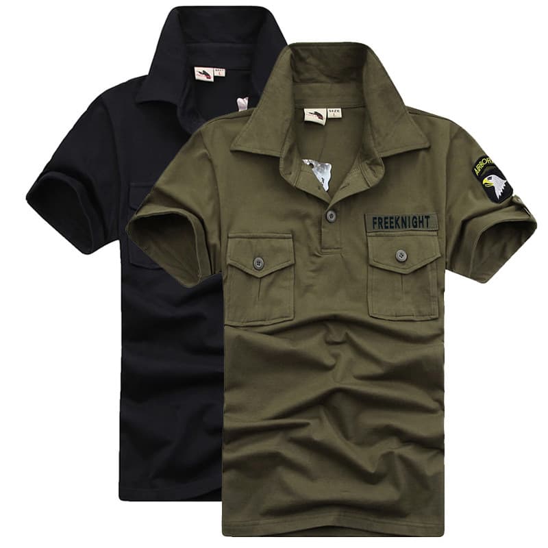 Verão lapela Casual camuflagem de manga curta camiseta masculina marinheiro dança macacão topo exército verde tático mei