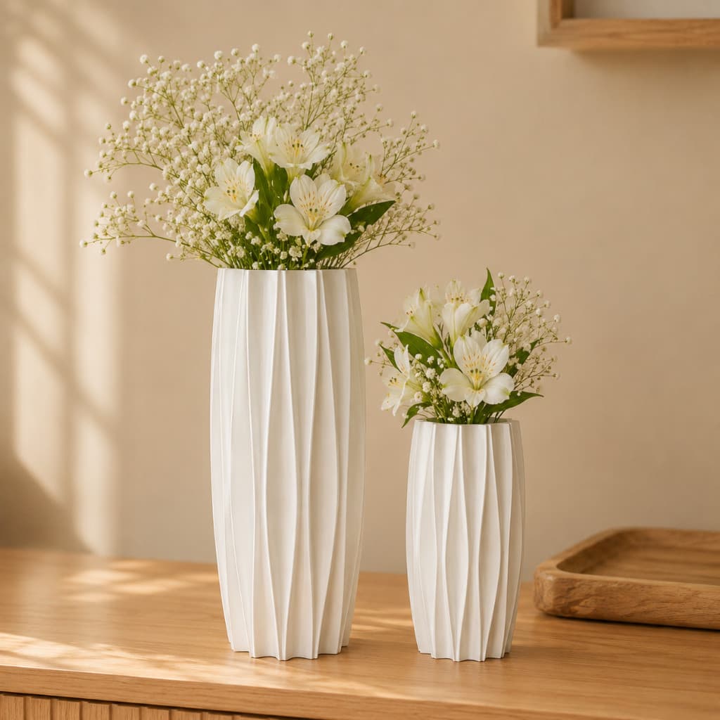 Kit Vaso Decorativo Moderno Impressão 3D Minimalista Elegante para Sala de Estar e Quarto | Conjunto para Mesa, Aparador
