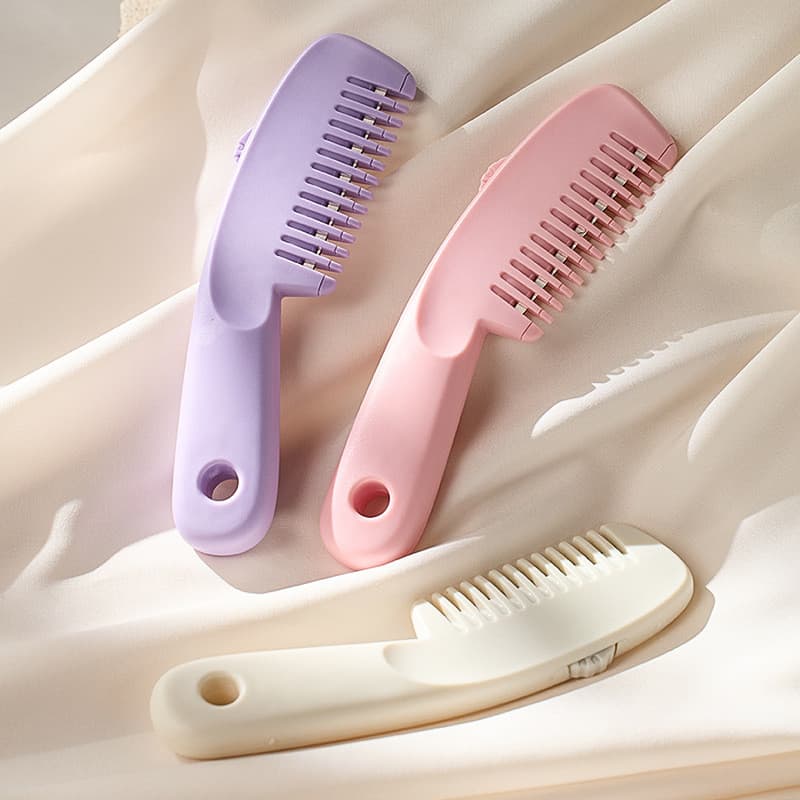 Pronto Estoque 2 Em 1 Ajustável Cabelo Desbaste Navalha Pente Seguro Lâmina De Aço Inoxidável Portátil DIY Franja Casa F