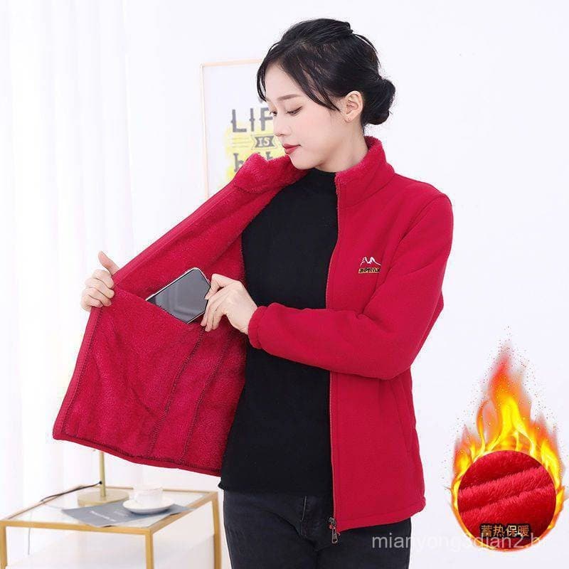 Casaco De Bolso Com Zíper Quente De Malha Grossa Outono E Inverno Para Mães .