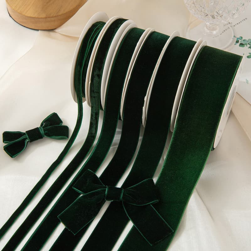 Fita De Veludo Verde Escuro , Decorativa De Natal , material De Acessório De Cabelo Artesanal Embalagem De Arco DIY