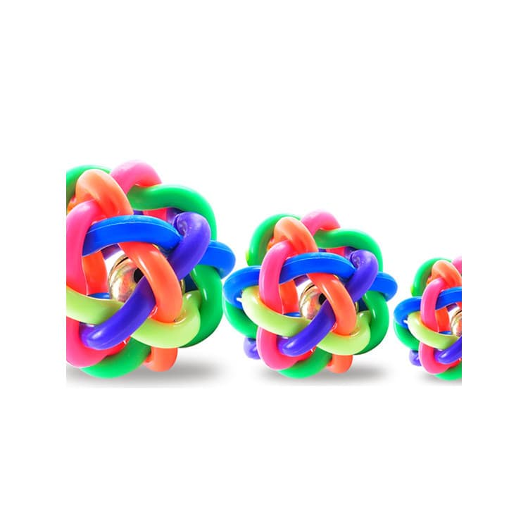 Brinquedo para cães de estimação colorido tecido sino bola torção bola arco-íris bola de plástico cão mastigando Molar s