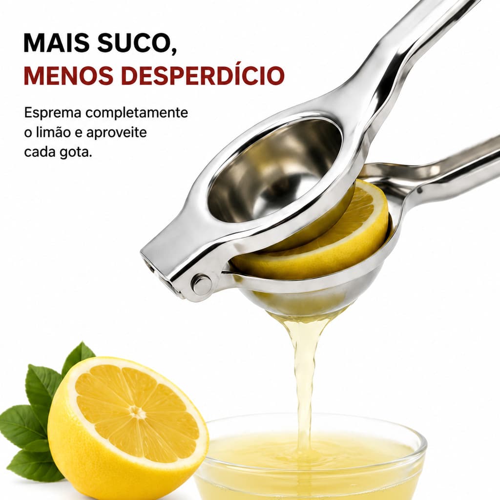 Prensa de Limão Manual em Inox Espremedor de Frutas Cítricas para Suco Natural Cozinha