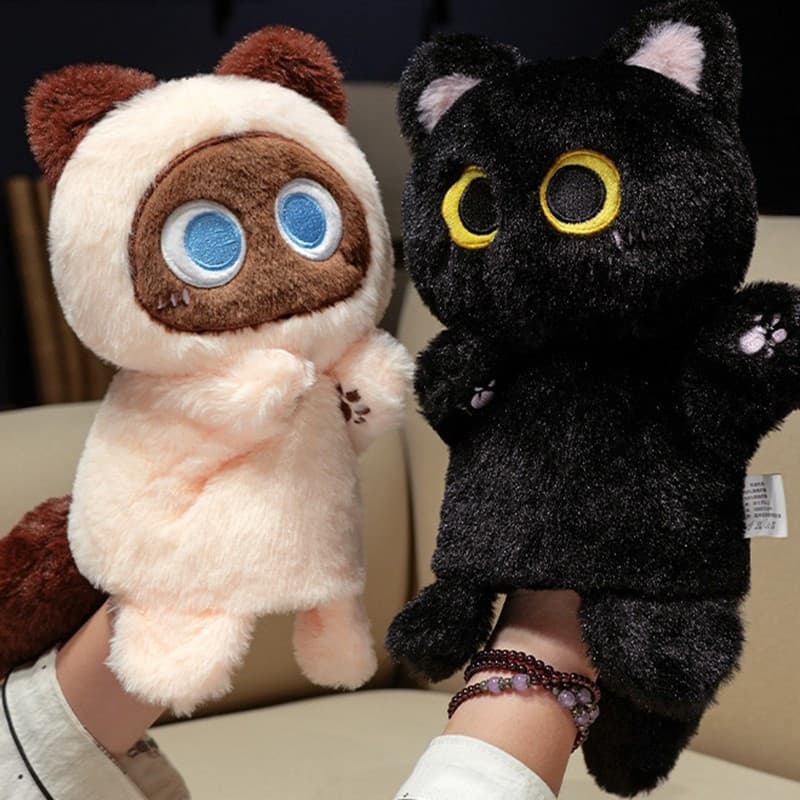 Fantoche De Mão De Pelúcia De Gato Fofo Brinquedo Macio Para Crianças Fingir Brincar De Contar Histórias