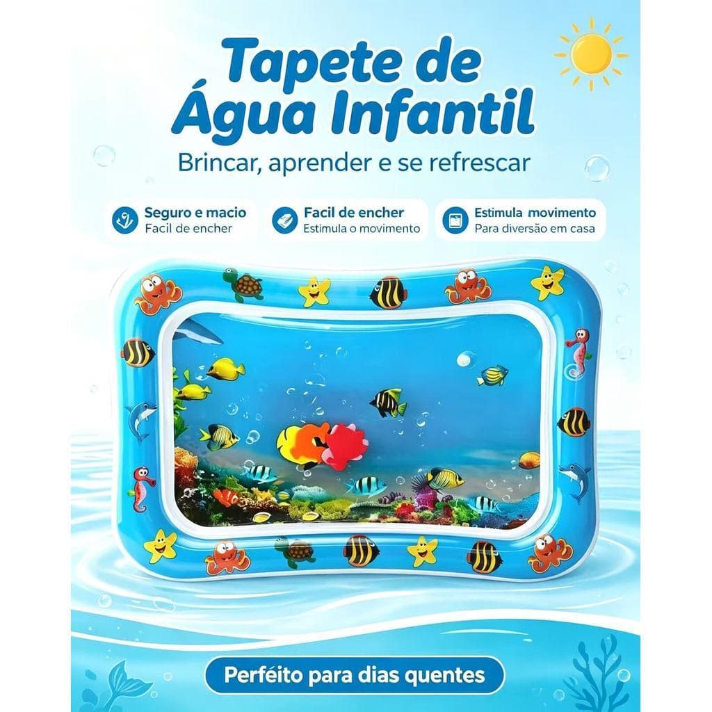 Tapete Infantil Bebê Inflável Água Atividades Sensorial Almofada Menino e Menina