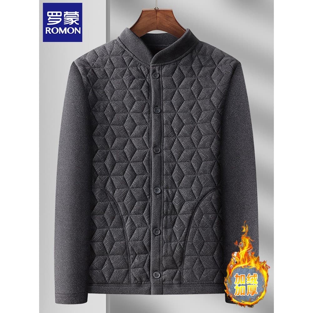 Lomon roupa íntima térmica para idosos de meia-idade, forro de veludo alemão masculino, cardigã engrossado, pai, 50 anos