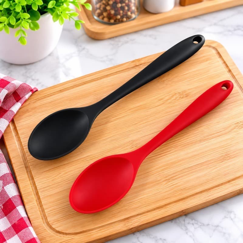 KIT 2 Utensílios de cozinha de colher de silicone macio promoção vermelha
