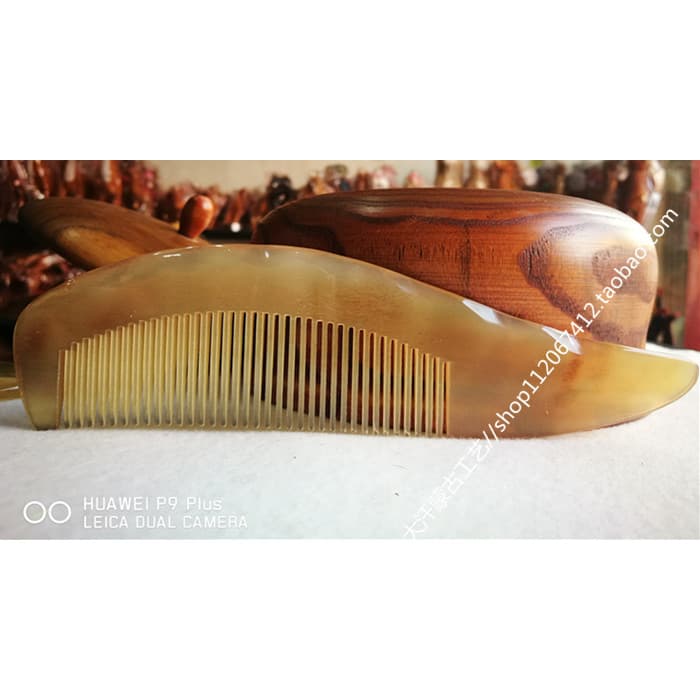 Pente de chifre mongol engrossado artesanal pente 16cm pente cantonês Premium pente de cabelo presente chifre pente de m